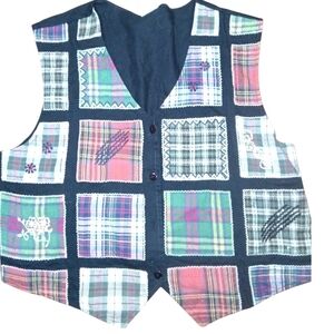 🦄Plaid Patchwork Women's Vest Size Large